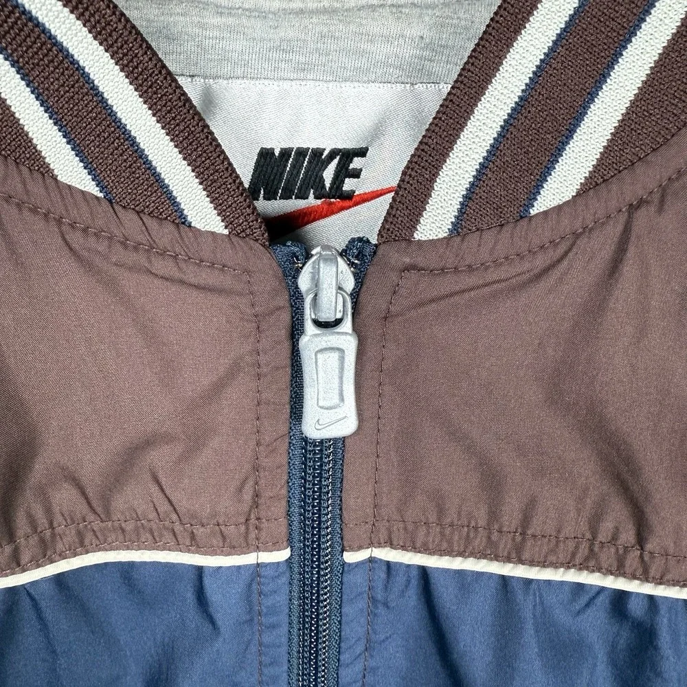 Nike Jacket Men's Medium Brown Blue Color Block Full Zip Track‎ 90s Vintage